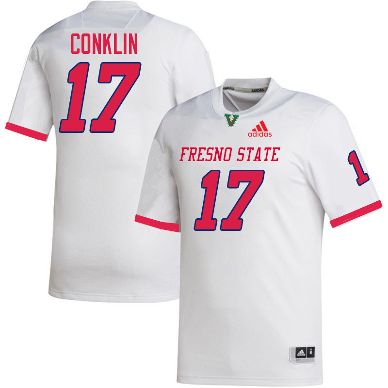 Fresno State Bulldogs #17 Carson Conklin College Football Jerseys,Uniforms-White